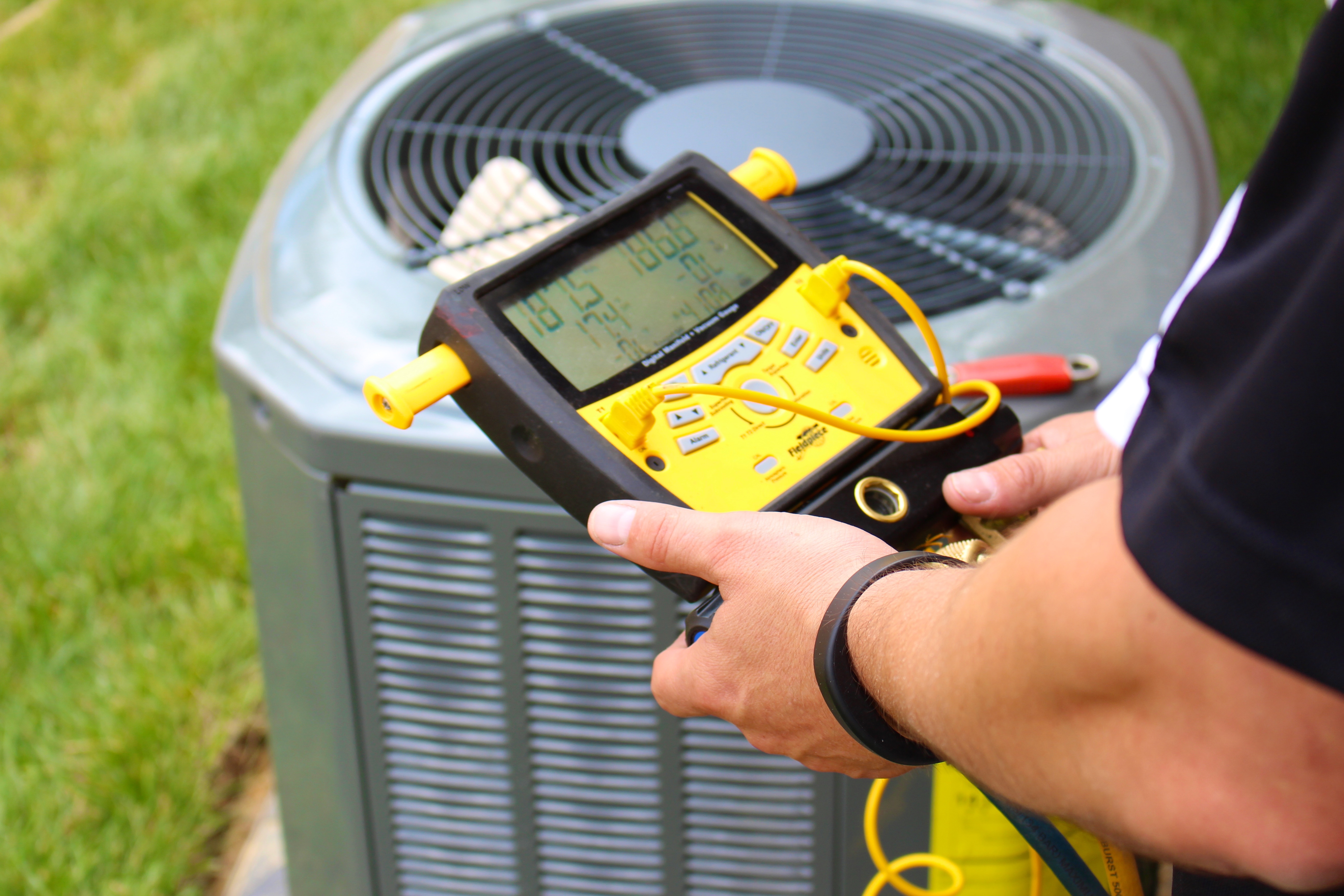 HVAC service technician working